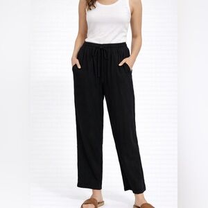 Magaschoni Black Organic Cotton Gauze Pull On Pants Elastic Waist Size L
